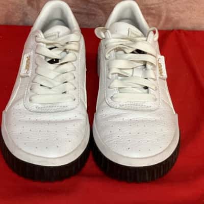 Puma Cali Wedge White Leather Sneakers Women's  Size 37  