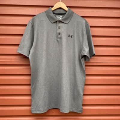 Under Armour Mens Size LG Grey Polo Shirt 