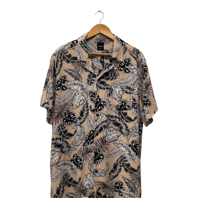 St Goliath Mens  Size XL Short Sleeve Shirt Black  / Peach / White 