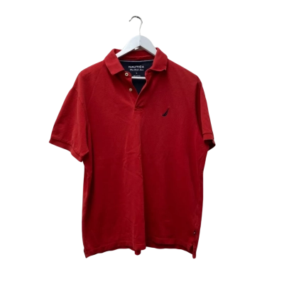 Nautica Mens  Size L Polo Shirt Red - 100% Cotton