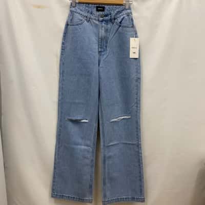 RVCA Women's Ripped Cotton Denim Pants Size 24 Blue RRP$100