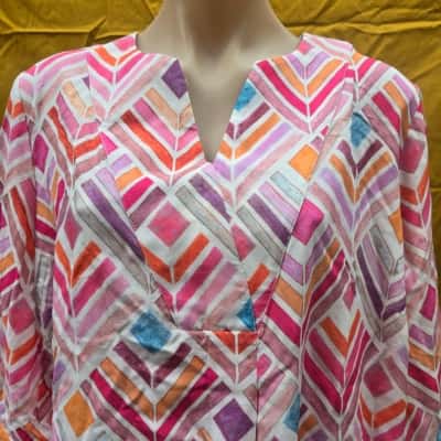 Fella Hamilton Womens  Size L 3/4 Sleeve Top Multicoloured 