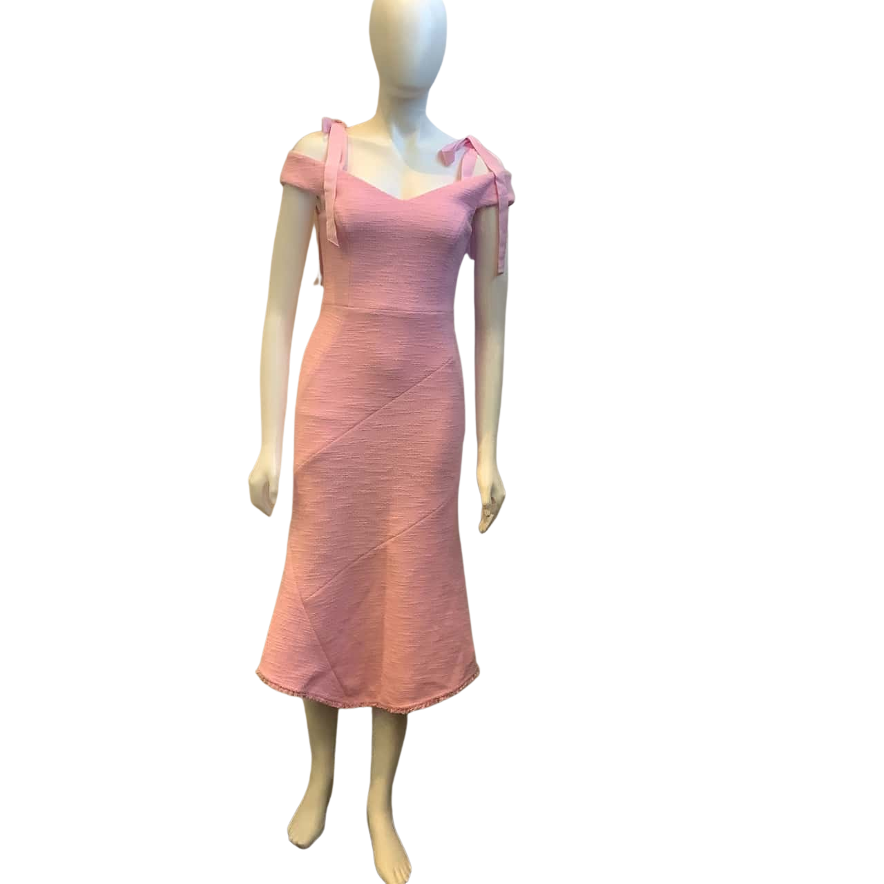 Rebecca Vallance Womens Size XS Off Shoulder Textured Midi Dress Pink