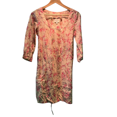 Laura Ashley Womens  Size 8 Midi Dress Beige / Floral / Pink  