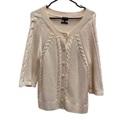 SPORTSCRAFT Size L 100% Cotton Knit Cardigan With 7/8 Sleeve Length