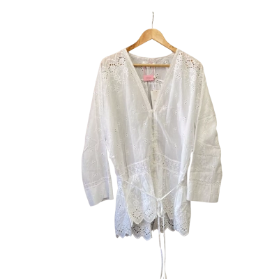 Belle & Bloom Womens  Size L Button Down Shirt White RRP $179.95