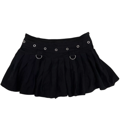 Black Friday - Womens Pleated Skort with Metal Eyelet and D-rings - Size 14 - Black  