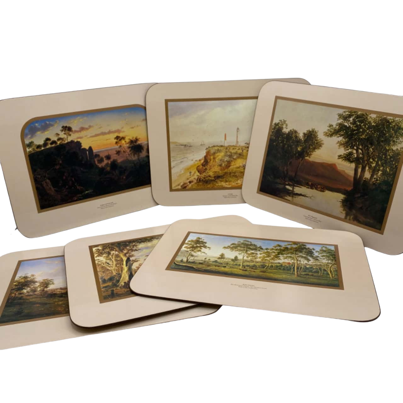 Set 6 Vintage IXL Australiana Colonial Views Placemats Cork Backed