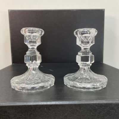 Pair of crystal candle holders 100mm