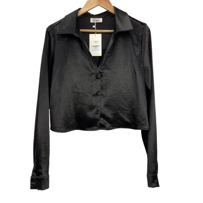 Brand New - Rumor - Womens Long Sleeve Cropped Shirt - Size 14 - Black (RRP $65)