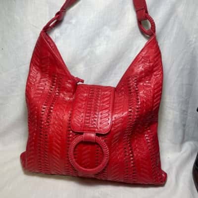 LILLA LANE Leather Handbag Red 