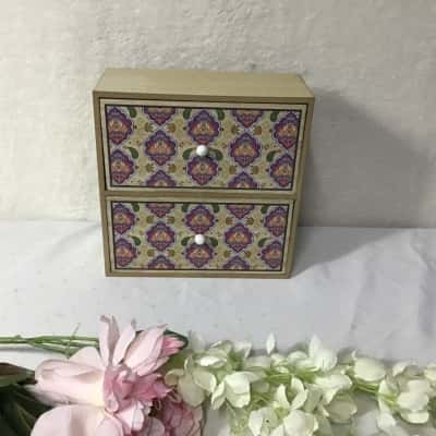 Decorative Pattern 2 Drawer Jewellery Storage Box