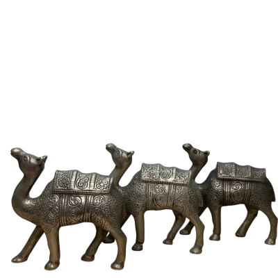 Trio of Metal Camel Ornaments Made in India