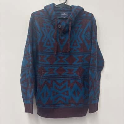 American Eagle Mens  Size M Hoodie Black  / Blue / Maroon 