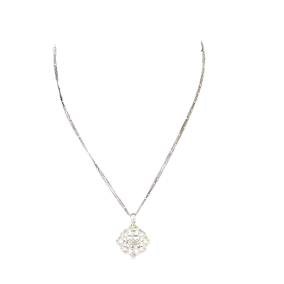 Womens Filligree Diamante Necklace with Double Ball Chain