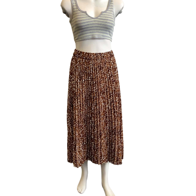Country Road Women's Size 16 Pleated Maxi Skirt Brown Pattern 