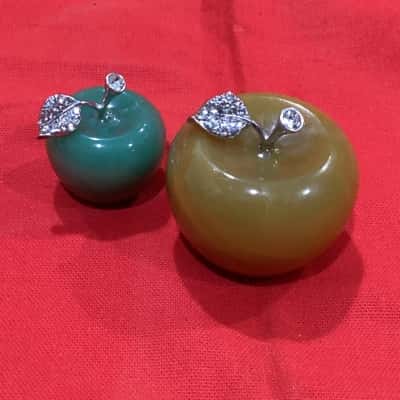 Pair of Polished Stone Apple shaped figurines