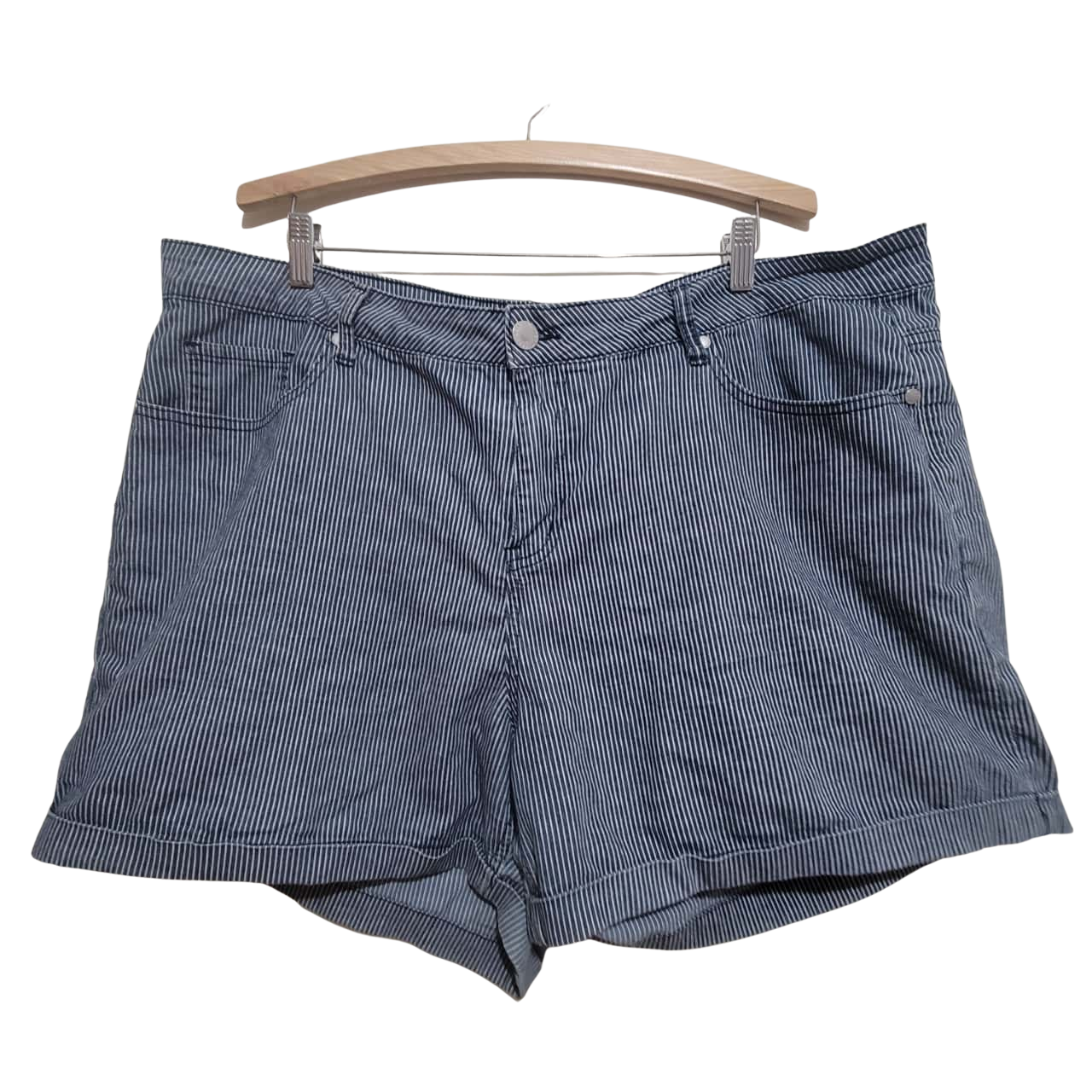 City Chic Womens Chic Denim Shorts Size 20 Blue /White Stripe(s)