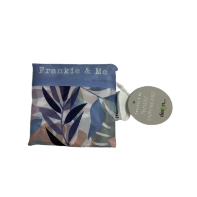 New Frankie & Me Blue Leaf Print Reusable Shopping Bag #111372
