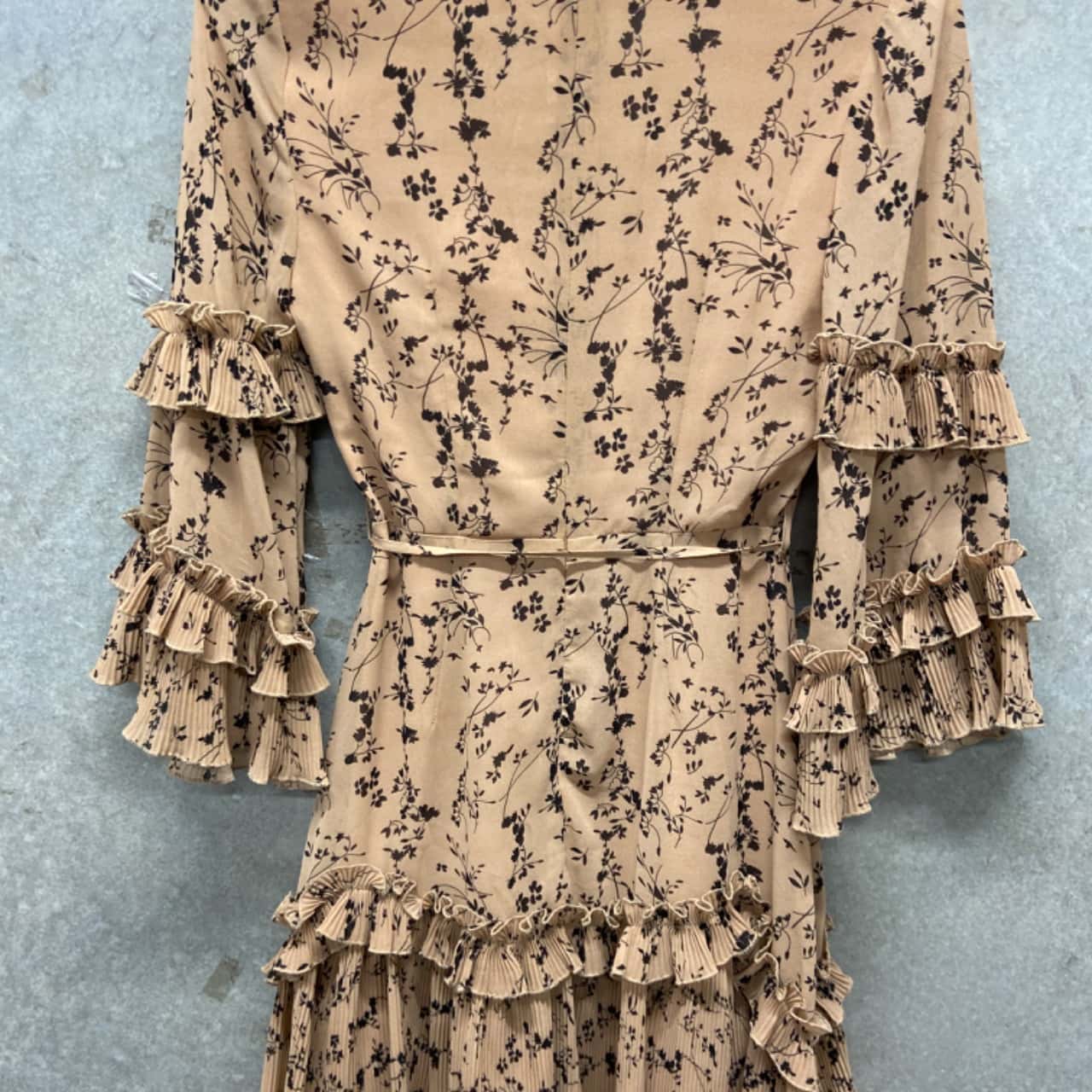 satin ruffle mini dress Beaujolais Long Sleeve Cowl Neckline Ruffle Satin Mini Dress Blush