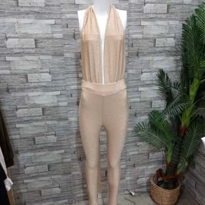  Women's babyboo  Size 8 Overalls / Sleeveless Jumpsuit Gold 
