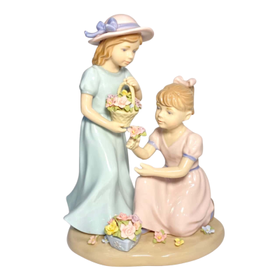 ADORA Fine Porcelain by Cosmos Two Girls with Flowers Firgure 