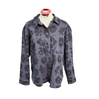 Elm Womens  Size 10 Denim Jacket Blue / Floral 