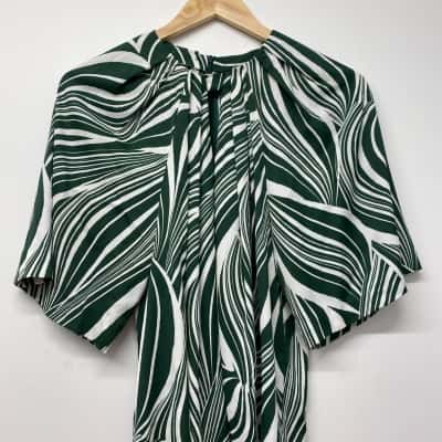 Morrison Womens  Size 1 Blouse Green / Pattern / White 