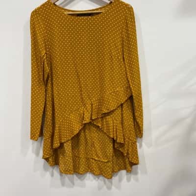 Mister Zimi Womens  Size 10 Long Sleeve Top Mustard / White 