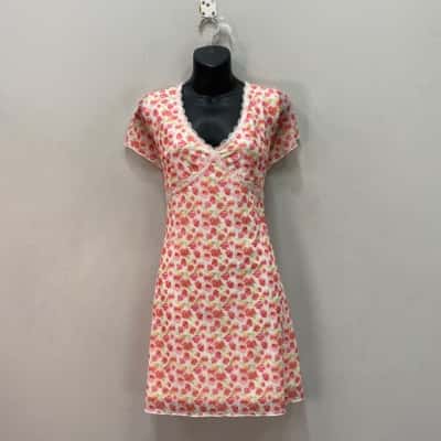 Luck & Trouble Womens  Size 14 Mini Dress Floral / Pink  