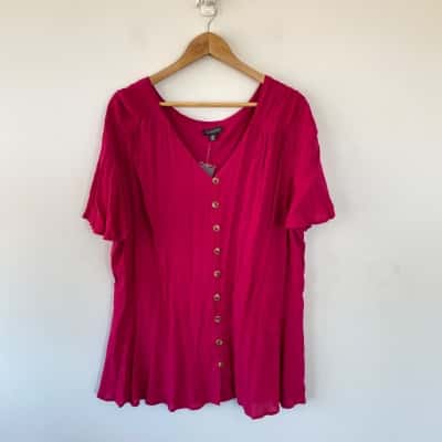 Autograph Berry Short Sleeve Peplum Shirt Top Size 18