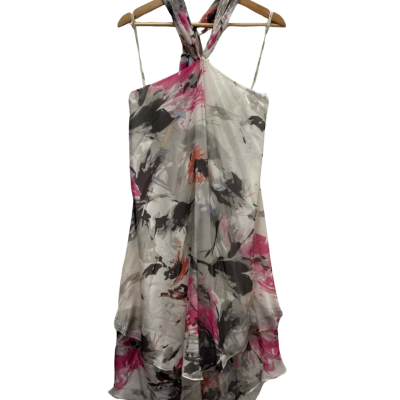 Carla Zampatti Womens SILK Size 6 Halter Neck/ Midi Dress Multicoloured 