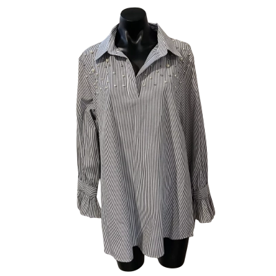 Spicy Sugar Womens  Size 14 Blouse Grey / Pinstriped / White 