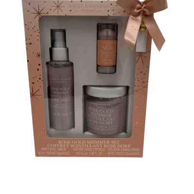 Asquith & Somerset Rose Gold Shimmer Set (Party Stick+Body Mist+Body Scrub)