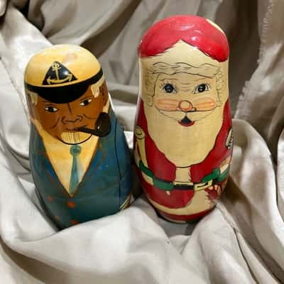 Vintage Santa Claus/Nautical Wooden Dolls Figures