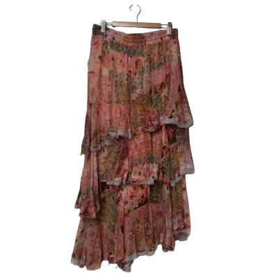 Loobies Story  Floral Size 12 Maxi Skirt Pink  