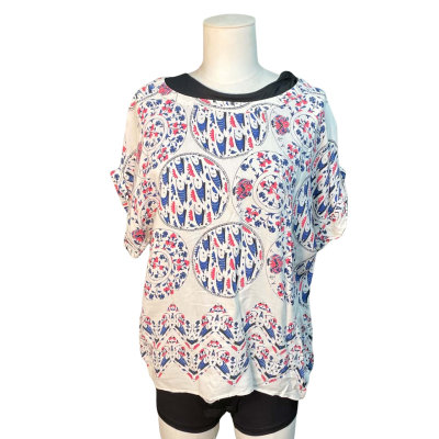 Country Road Womens  Size M Short Sleeve Top Blue / Cream / Pattern / Pink  