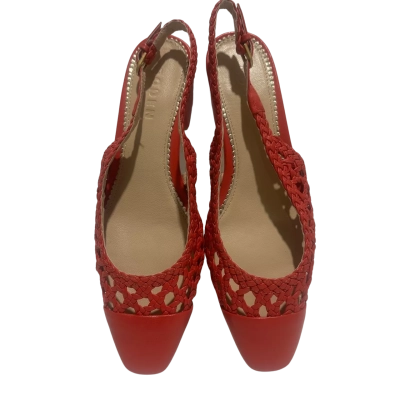Boden women’s leather slingback block heels Size 37 burnt orange