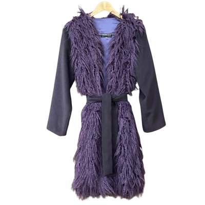Vintage Caroline Guidi Womens Size S Purple Faux Fur Open Jacket