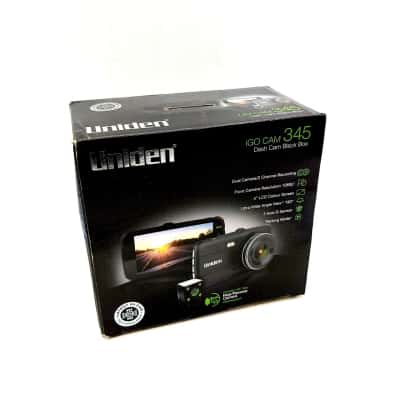 New/Opened Box Complete Kit Uniden iGO CAM 345 - Dash Cam Black Box - Front & Rear Cameras  (cameras)