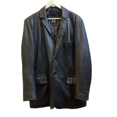 Politix Mens  Size XXL Front Button Leather Jacket Black