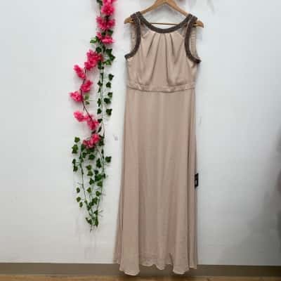 Montique Womens Sleeveless Maxi Dress Size 18 Nude 