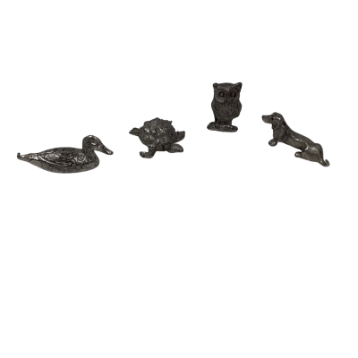 Vintage Pewter animals x 4 