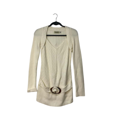 Face Off  Knit Mini Dress/long top Size L Beige / Off White 