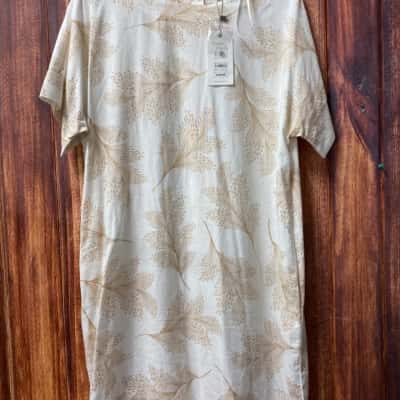  W Lane linen Size 10 Beige / White dress new 