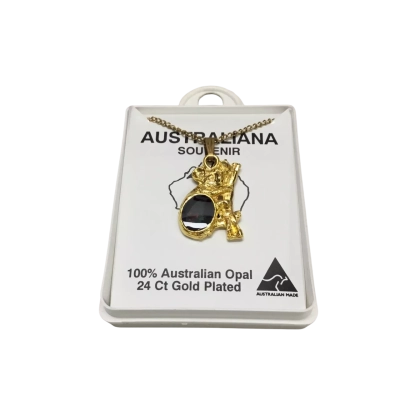 Vintage Australian Opal 24 Ct Gold Plated Koala Pendant In Case