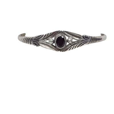  Womens Bangle 925 Sterling Silver with Garnet