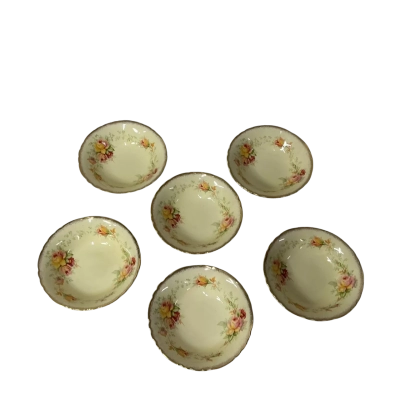Vintage Royal Staffordshire Set of 6 Rose Pattern Honeyglaze Dessert Bowls