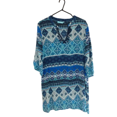 Blue Illusion Womens Size XL Multicolored Pattern 3/4 Sleeve Shirt 