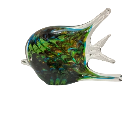 Zibo Art Glass Fish Blue and Green